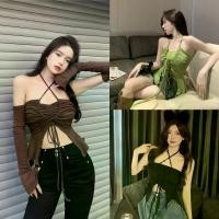 ราคา Vogue1 ~พร้อมส่ง~ "FY1156" เสื้อคล้องคอ ผ้าไหมพรม คอผูกเชือก ดีเทลเว้าเอว (1729647994119489810)