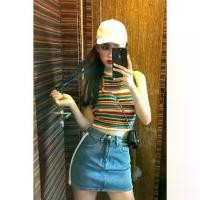 ราคา เสื้อกล้าม สไตล์เกาหลี แจ๊ส สลิมฟิต ลายทาง สีรุ้ง สำหรับผู้หญิง ฤดูร้อน สไตล์วินเทจ แขนสั้น เสื้อคล้องคอ คอลเลคชั่นฤดูร้อน มีผู้หญิง 2059 (1731323054136330019)