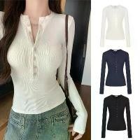 ราคา เสื้อยืดผู้หญิง ทรงสลิมฟิต แขนยาว กระดุมหน้า เสื้อเบลาส์สีพื้น Women Clothing เสื้อ ลายลูกไม้ เสื้อคอปาด เสื้อ เชิ้ต เสื้อ ลายลูกไม้ เสื้อ ลายลูกไม้ เสื้อ ลายลูกไม้ เสื้อ แขน เสื้อ ลายลูกไม้ (17313790