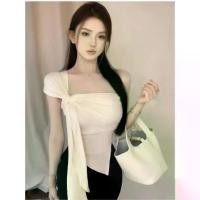 ราคา เสื้อปาดไหล่ สไตล์จีนใหม่ เรียบหรู ไม่สม่ำเสมอ เสื้อเชิ้ตตัวเล็ก ดีไซน์เก๋ไก๋ อเนกประสงค์ เสื้อสาวฮอต ความยาวสั้น Clothing ผู้หญิง เสื้อ คอเอียง เสื้อคอปาด ปาด ไหล่ เสื้อ เชิ้ต Women (1731315919252851