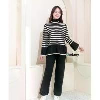 ราคา Breton Stripes Set ชุดเซ็ตผ้าไหมพรมลายทาง 2 ชิ้น เสื้อคอเต่า+กางเกงขายาว มี 4 สี VDN-Knit 009 (1731594769230693423)
