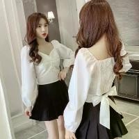 ราคา เสื้อปาดไหล่ สไตล์เกาหลี ฤดูใบไม้ผลิ เรียบหรู แขนยาว เสื้อเชิ้ตผู้หญิง แฟชั่นใหม่ (1731198409473624623)