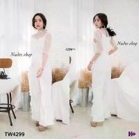 ราคา The Perfect Ladies ชุดจั๊มสูท จั้มสูทขายาว เสื้อซีทรู กางเกงระบาย สีขาว (1729762715514210754)