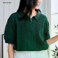 ราคา MTDStore เสื้อโปโล เสื้อเชิ้ตแขนสั้น เสื้อคอปก เสื้อแขนสั้น เสื้อไหมพรม เสื้อซีทรู T01 Knitted Polo Shirt - Green เสื้อ มินิมอล (1730837697601833816)
