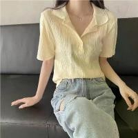 ราคา เสื้อโปโลผู้หญิง สไตล์เกาหลีเรียบง่าย สีพื้น กระดุม เสื้อยืด เหมาะสำหรับฤดูร้อน เสื้อนักเรียน (1732268719022770280)