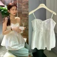 ราคา เสื้อสายเดี่ยว ต่องานผ้าฉลุ มีเชือกผูกโบว์ด้านหน้า สายปรับระดับได้ สม็อกหลัง งานมีซับในอย่างดีค่า (1731684328607614985)
