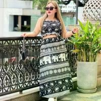 ราคา ชุดเซ็ท2ชิ้น เสื้อสายเดี่ยว+กระโปรงยาวของสาวอวบ ชุดแฟชั่นผู้หญิงอ้วน ลายช้างไทยน่ารัก รุ่นสายเดี่ยวช้างไทย 100KGfatty_Plus size (V16) (1730001265509501458)