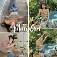 ราคา Mollygirl เสื้อสายเดี่ยว คล้องคอ เสื้อไหมพรมสายเดี่ยว สีสันสดใส ขายร้อน (1731866788280960463)