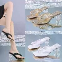 ราคา รองเท้าแตะผู้หญิง ส้นคริสตัล ดีไซน์เปิดส้น ส้นหนา ส้นกลม สไตล์เกาหลี รองเท้าแตะผู้หญิง รองเท้าส้นสูงผู้หญิง เรียบหรู (1730415778457028744)