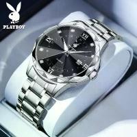 ราคา นาฬิกา PLAYBOY แท้ นาฬิกาข้อมือผู้ชาย รุ่นใหม่ Fashion คริสตัลแซฟไฟร์ สายนาฬิกาสแตนเลส ปฏิทิน ของขวัญวันเกิด ซื้อให้แฟน 3501 (1730914113332480339)