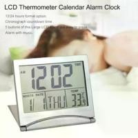 ราคา นาฬิกาแขวนสีเงินดิจิตอล LCD, นาฬิกาตั้งโต๊ะ, พร้อมปฏิทิน, นาฬิกาปลุกอุณหภูมิ (1731893323589125686)