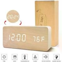 ราคา นาฬิกาปลุก LED ไม้, นาฬิกาปลุกควบคุมเสียงอัจฉริยะ (1730203458066680165)