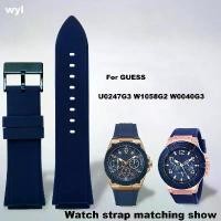 ราคา สายนาฬิกา 22 มม. สำหรับนาฬิกา GUESS U0247G3 W1058G2 W0040G3 สีฟ้าและสีดำ สายยางซิลิโคน คุณภาพสูง (1731383506100979871)