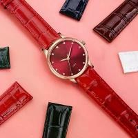 ราคา สายนาฬิกาหนังแท้ เหมาะสำหรับ Titoni Gnoth Fossil Kassaw Swarovski Dufa 14 16 18mm หัวเข็มขัดผีเสื้อ หนังสีแดงสดใส หนังจระเข้แท้ สายนาฬิกา (1731389295303297087)