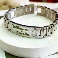 ราคา กำไลข้อมือสลักชื่อ สายแสตนเลส สายนาฬิกา (B09) (1729612981537311394)