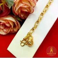 ราคา สร้อยข้อมือทองลายโซ่ฝรั่งตัดลายห้อยจี้ถุงทอง ความยาว 7 นิ้ว เทียบเท่า 2 สลึง ชุบทอง ทองปลอม (1729818546504370875)