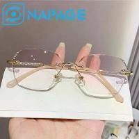 ราคา แว่นตาผู้หญิง กรอบสี่เหลี่ยมไร้ขอบ ทันสมัย สไตล์เรโทร สีชมพูใส (1731439987659934075)