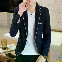 ราคา เสื้อเบลเซอร์สำหรับผู้ชาย สไตล์เกาหลี ทรงสลิมฟิต เสื้อแจ็คเก็ตลำลอง สีพื้น อินเทรนด์และหล่อ สูทผู้ชาย สีดำ เหมาะสำหรับธุรกิจ (1730443320642210514)