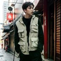 ราคา เสื้อกั๊กผู้ชาย ♀เสื้อกั๊กทำงานมีฮู้ดหลายกระเป๋า เสื้อกั๊กทำงาน (1730065354555099921)