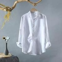 ราคา เสื้อเชิ้ตผู้ชาย เสื้อเชิ้ตผ้าลินิน แขนยาว สีขาว สำหรับผู้ชาย ลำลอง กันแดด☸ (1729964111675689745)