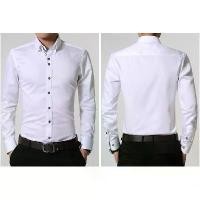 ราคา เสื้อเชิ้ตผู้ชาย คอปกพอร์ซเลนสีน้ำเงินและสีขาว สไตล์ลำลองธุรกิจ แขนยาว ทรงสลิมฟิต สไตล์เกาหลี สีพื้น เสื้อเชิ้ตสีขาว (1730365767151028251)