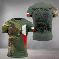 ราคา เสื้อยืดโปแลนด์ ครึ่งแขน พิมพ์ลายทหารและวีรบุรุษกองทัพบก ดีไซน์ใหม่ การพิมพ์ 3 มิติ คุณภาพสูง คอกลม เหมาะสำหรับฤดูร้อน เสื้อยืดผู้ชาย clothing man (1731574827743546219)