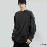 ราคา EVERESTER เสื้อแขนยาว วินเทจ Oversize (แขนจั้ม) เฟดเทาดำ Cotton 100% เสื้อยืดผู้ชาย FED (1731785454013745172)