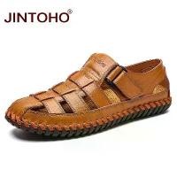 ราคา รองเท้าไซส์ใหญ่สำหรับผู้ชาย JINTOHO 2020 มาใหม่ รองเท้าแตะผู้ชาย แฟชั่น ทำจากหนังแท้ รองเท้าแตะหนังลำลอง รองเท้าแตะผู้ชาย (1730961394847811737)