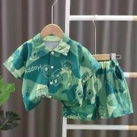 ราคา ชุดเด็ก ชุดเซ็ทเด็กเสื้อเชิ้ตลายหมีสีเขียว ชุดเสื้อ+กางเกง งานผ้าไหมอิตาลี (1729673879766665949)