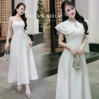 ราคา tc S-2XL Maxi เดรสสายเดี่ยวสีขาว+เสื้อคลุมไหล่แต่งระบายสองชั้น ชุดทำงานผู้หญิง ชุดขาว ชุดงานหมั้น แฟนนาค ชุดไปวัด ทำบุญ ticha (1731534459239826974)