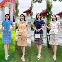 ราคา ชุดเดรสผู้หญิง เดรสทำงาน ผ้าฝ้าย อัดกาวทั้งชุด ชุดทำงานผู้หญิง เดรสผ้าไทย เดรส งานบวช (1729663298586839188)