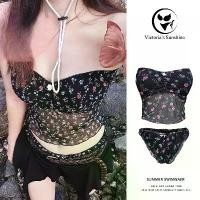 ราคา ชุดว่ายน้ำผู้หญิง ทูพีช บิกินี่ เกาะอก ลายดอก ผ้าดีมาก สไตล์เซ็กซี่ มีฟองน้ำ beach#0595 ยึดรูปแบบเดียวกัน (1731738006273885565)