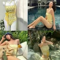 ราคา ชุดว่ายน้ำผู้หญิง บิกินี่ ทูพีชYelloe melloe ลายดอกไม้สีเหลือง (1729742941083765083)