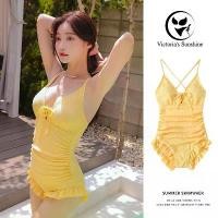 ราคา Victoria's ชุดว่ายน้ำผู้หญิง วันพีช ชุดว่ายน้ำคอวีลึกสีเหลือง มีฟองน้ำ summer#0550 ขายดี (1731694588247639211)