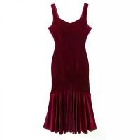 ราคา เดรสกำมะหยี่ สไตล์วินเทจ สำหรับผู้หญิง ฤดูใบไม้ร่วงและฤดูหนาว สีไวน์แดง สไตล์สังคม เรียบหรู ทรงหางปลา ชุดราตรี Clothing Women เสื้อผ้า (1731209708179590105)