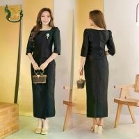 ราคา 【SALE】เสื้อผ้าไหม ผ้าถุง ชุดผ้าไหม ชุดออกงาน ชุดไปวัด ชุดทำบุญ เซ็ทผ้าไหม (สีดำ) (1731904546770290101)