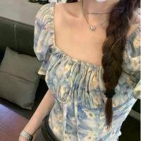 ราคา เสื้อเชิ้ต แขนสั้น ดีไซน์เฉพาะ ผูกเชือก ลายดอกไม้ สำหรับผู้หญิง ฤดูร้อน 2024 มาใหม่ สไตล์ฝรั่งเศส แขนพัฟ เสื้อสด ดีไซน์แขนพอง เสื้อ กะเหรี่ยง ทอมือ ผ้าถุง จีบ หน้า นาง ผ้า ซิ่น ตีนจก (1731320617284961