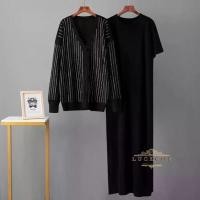 ราคา ชุดเชตไหมพรมเดรสแขนสั้น +เสื้อคลุม เพชร วิบวับ แขนยาว คอวี (1731298436083451574)