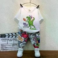 ราคา เสื้อคลุม Terno-BA สำหรับเด็กผู้ชาย เสื้อคลุม OOTD ชุดผ้าฝ้าย 100% เสื้อยืดพิมพ์ลายไดโนเสาร์ Sve สั้น เสื้อแฟชั่นมือเด็ก + กางเกงดอกไม้แฟชั่นเกาหลี ชุดทักซิโด้สองชิ้น (1729717213244262784)