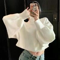 ราคา เสื้อคอเต่า สีขาว สั้น เรียบง่าย ใส่สบาย เสื้อสวมหัว วัสดุ Dralon ทรงหลวม แฟชั่น Ins (1731344021354284988)