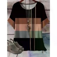 ราคา เสื้อยืด บล็อคสี ลำลอง สำหรับผู้หญิง แขนสั้น คอกลม ผ้ายืดโพลีเอสเตอร์ พิมพ์ลายแถบนามธรรม โทนสีดำ/ขาว/เขียว ซักเครื่องได้ เสื้อยืดผู้หญิง [COD] (1731940612895966824)