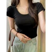 ราคา PX ราคาพิเศษ เสื้อยืดผู้หญิง เสื้อคอกว้างแขนสั้น โชว์ไหปลาร้าสุดเซ็กซี่ ผ้าเรย่อนแนบเนื้อ สีขาว สีดำ สีเทาแมชท์ง่าย (1731962418881202131)