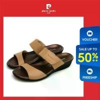 ราคา SDJJN Pierre Cardin รองเท้าแตะผู้หญิง ส้นแบน นุ่มสบาย ผลิตจากหนังแท้ สีน้ำตาลอ่อน รุ่น 27WS442 บล็อกบัสเตอร์ (1731951511602366267)