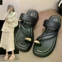 ราคา รองเท้าแตะผู้หญิง พื้นรองเท้าเค้กฟองน้ำ รองเท้าแตะหัวโต รองเท้าแตะสายเดี่ยว รองเท้าแตะชายหาด (1732001515186784641)