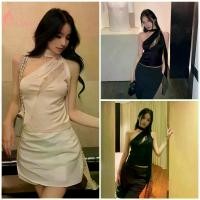 ราคา เสื้อกล้ามผู้หญิง เสื้อกล้ามคล้องคอ แขนกุด คอเฉือน เปิดไหล่ เสื้อกั๊กลูกไม้ Women Lady (1730919068646279860)