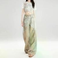 ราคา กางเกงยีนส์พิมพ์ลายโซ่หนัก, Unisex, สำหรับผู้หญิง, สไตล์อเมริกันฤดูร้อน, วาดด้วยมือ, กางเกงขายาวถึงพื้น, Forever 21 กระบอก ปลาย ขาม้า กางเกงยีนส์ ขา4 ส่วน mom jeans สั้นเอวสูง กา (1731772548580280164)