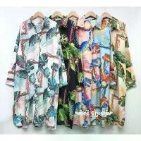 ราคา COD ลายเยอะ เดรสเชิ้ตแขนยาว ชุดกระโปรง ผ้าไหมอิตาลี ลายดอกไม้ ใบไม้ กระดุมผ่าหน้า มีกระเป๋าข้าง ไซส์ใหญ่ อก46/50 (1731897867584636846)