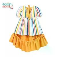 ราคา GOOD MOOD by bsc ชุดกระโปรง สีแฟนซี พิมพ์ลายริ้วตรง+ชายกระโปรง สีเหลือง สำหรับเด็กอายุ 2-9 ปี ผ้าไหมอิตาลี่ (1731524773033117616)