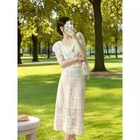 ราคา ชุดกระโปรง สีครีม ผ้าพรีเมี่ยม ลูกไม้ สไตล์ฝรั่งเศส เสื้อคอเหลี่ยม ซับในด้วยผ้าซับใน แขนพัฟ (ชุดลูกไม้ครีม) (1731386770462967334)