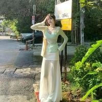 ราคา เชียงใหม่ ฤดูฝน ฤดูใบไม้ผลิ มาใหม่ เสื้อเปลือยเซ็กซี่ แขนยาว บาง เสื้อยืดกันแดด และ ชุดกระโปรง สำหรับผู้หญิง [607 รายการโปรด] (1731951499741464590)